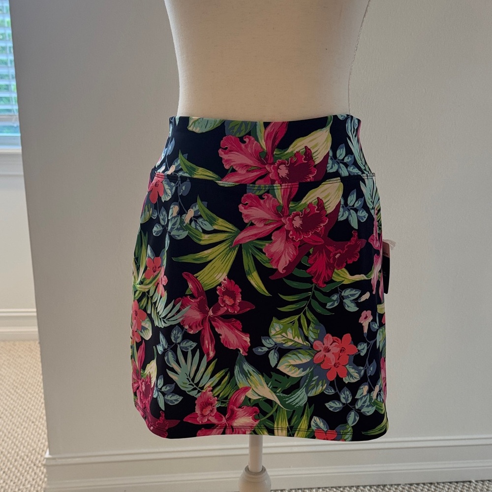 Floral Mini Skort with Pink and Green Accents